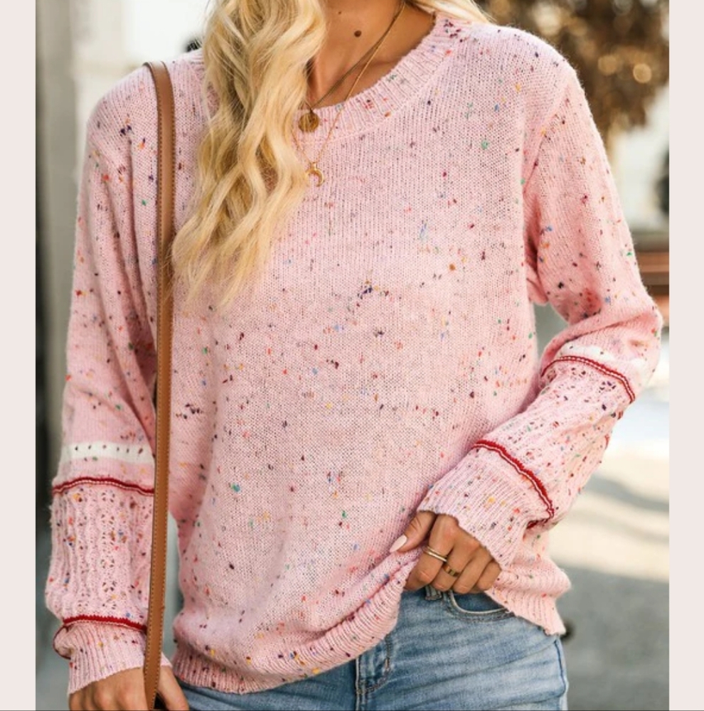 Boutique Pink Red Sweater Pilling Detail Medium EUC